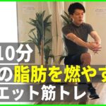 【ダイエット筋トレ】全身の脂肪を燃やすトレーニングメニュー【10分】