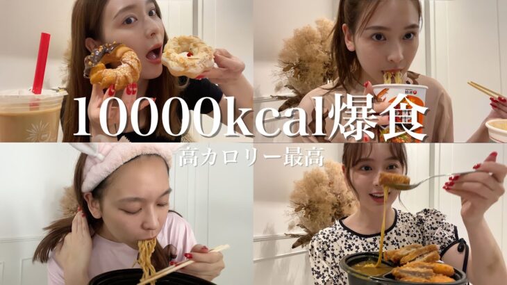 【生理前の爆食】24時間10000kcal挑戦！高カロリー最高！胃袋爆発！幸せ爆発🤤